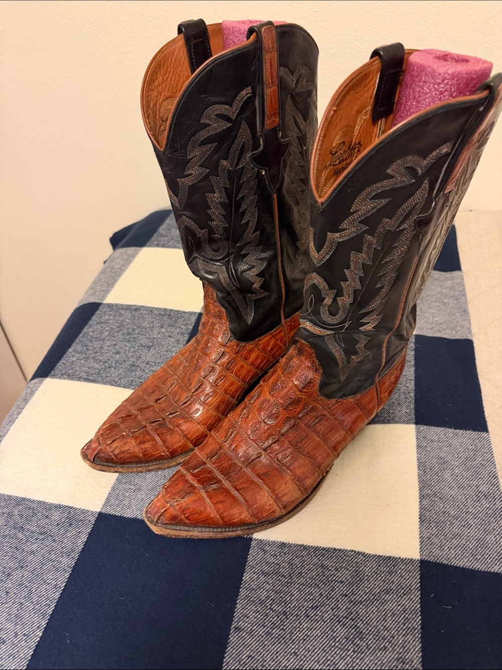 Lucchese Brown Crocodile Cowboy Boots